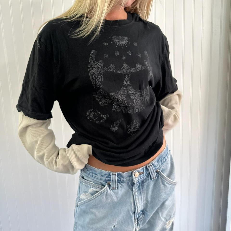 Vintage double layered skull top