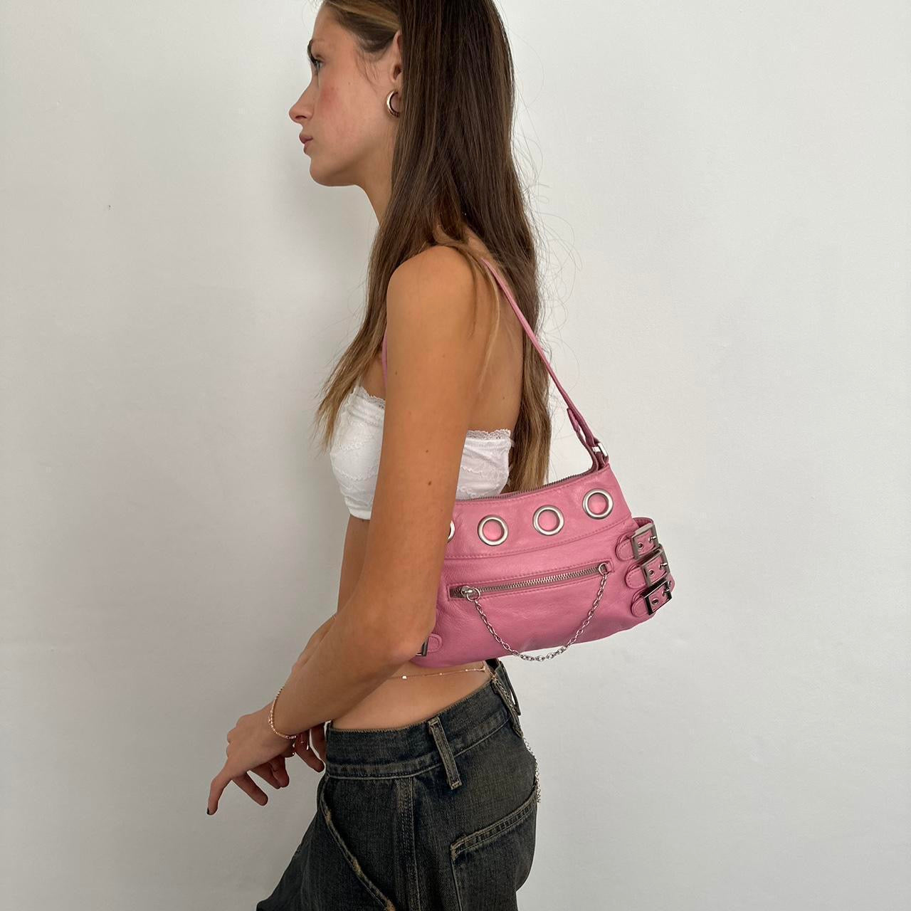 Vintage early 2000s pink leather shoulder bag