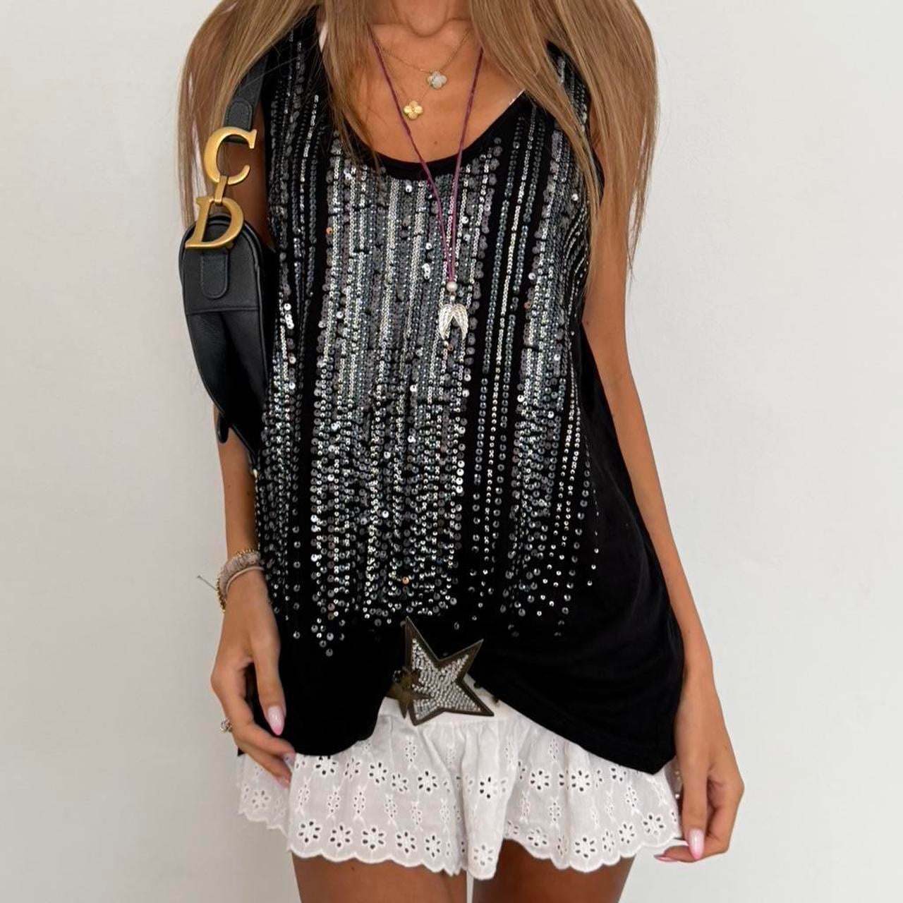 Vintage 00s black sparkly top