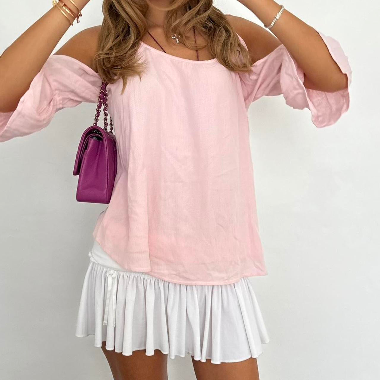 Vintage 00s pink cut out sleeve top