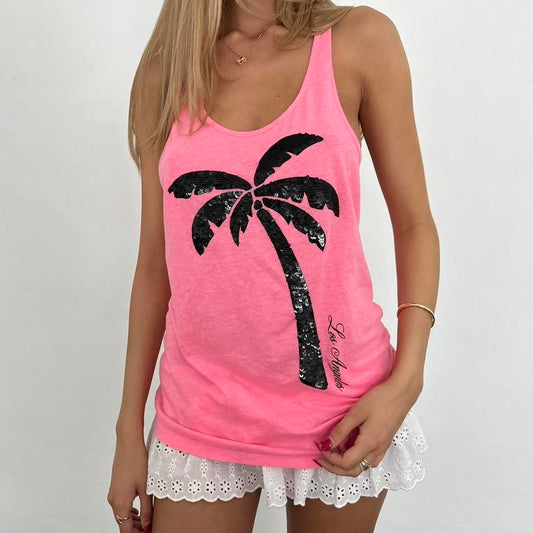 Vintage 2000’s Victoria’s Secret pink palm tree tank top