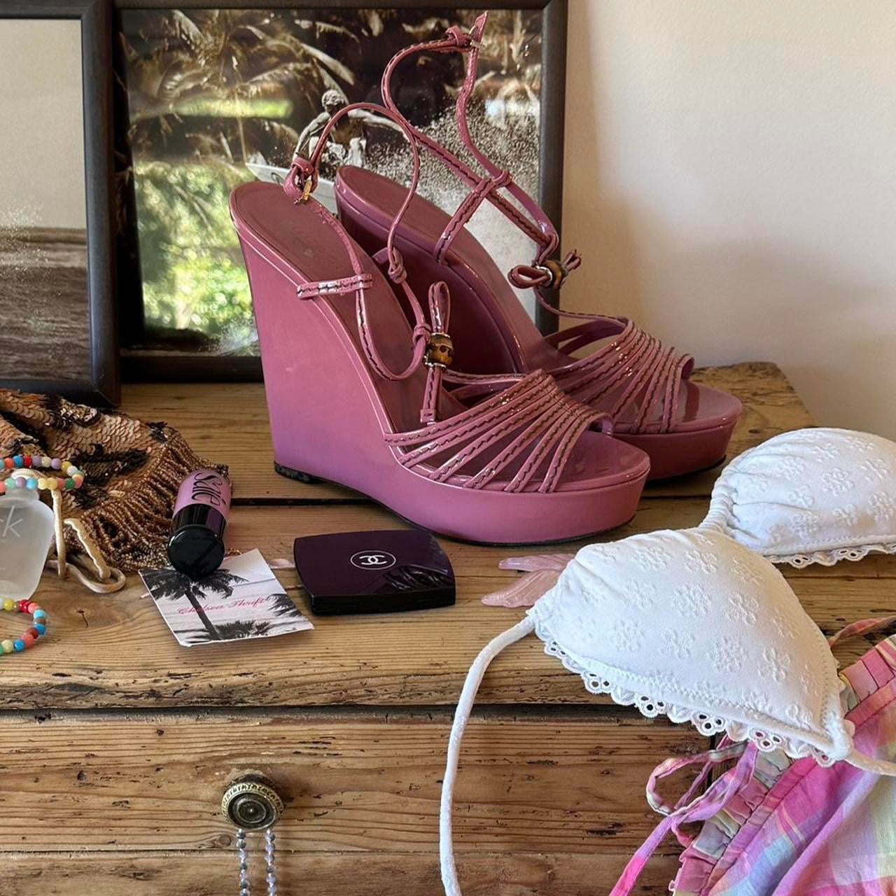 Gucci Bamboo Platform Wedge Sandals