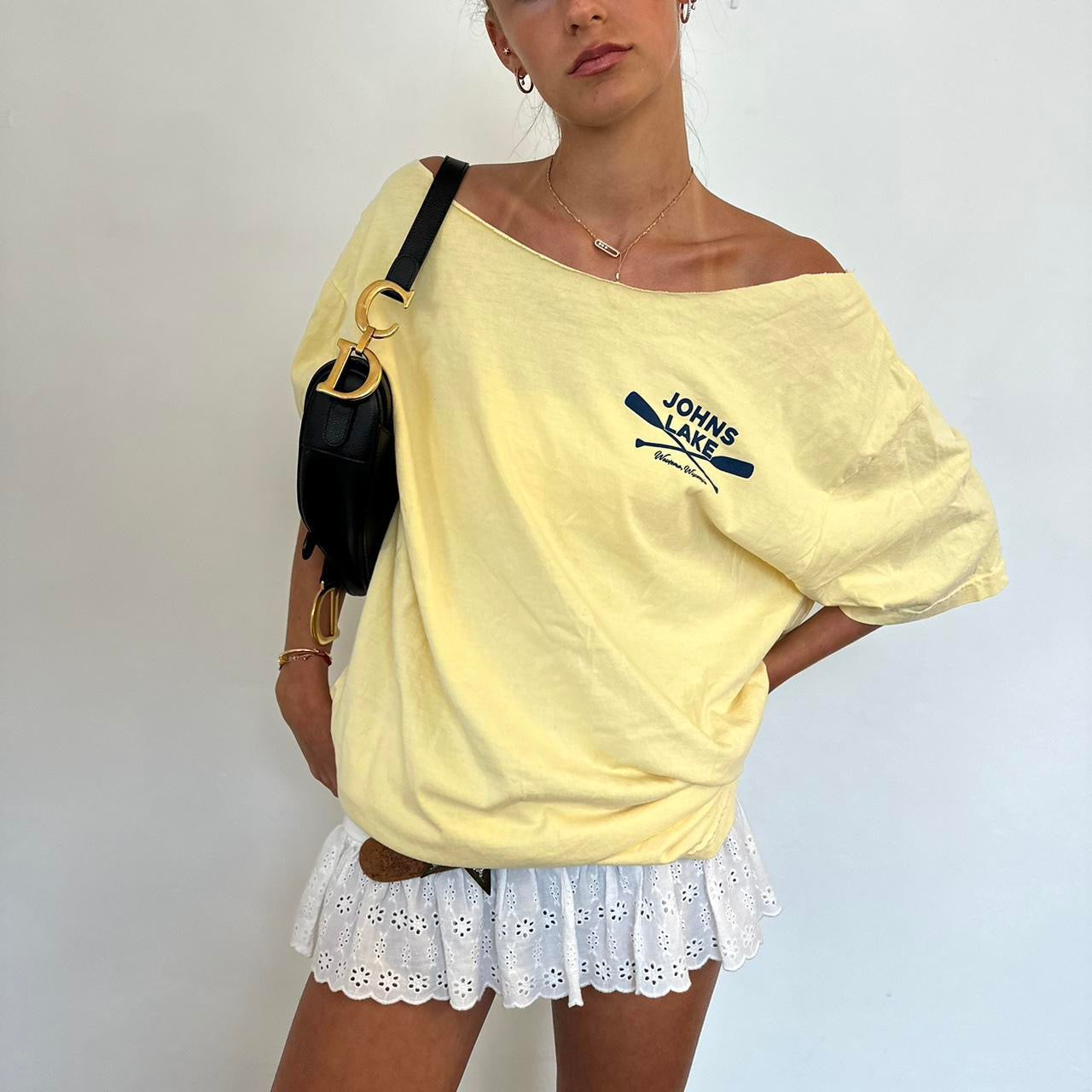 Vintage Johns Lake off the shoulder tee  💛