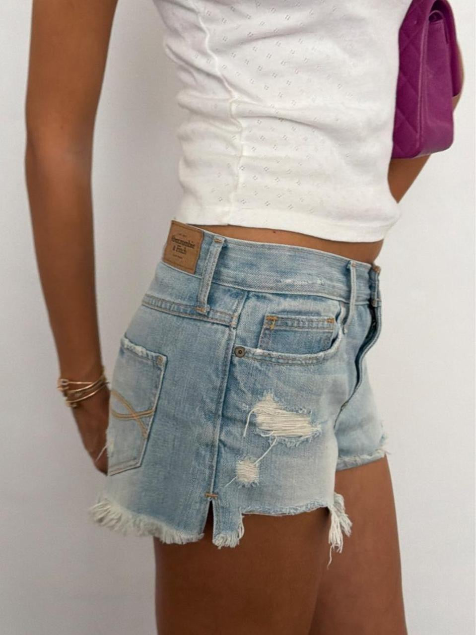 Vintage 00s Abercrombie and Fitch denim distressed shorts