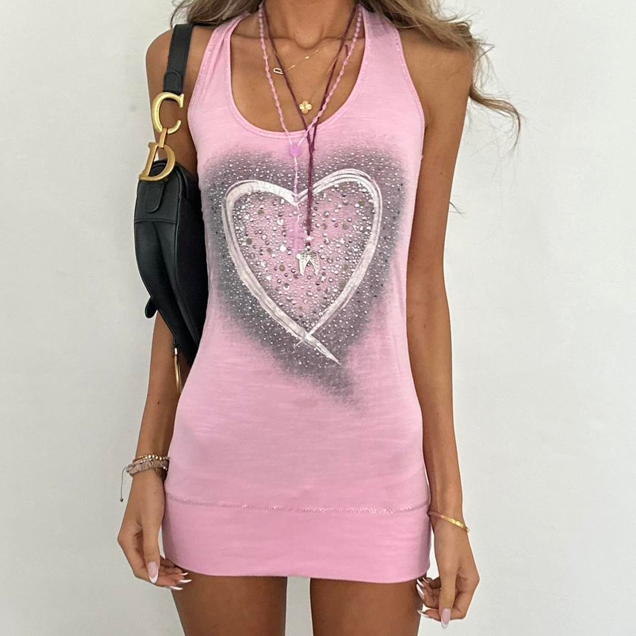 Vintage 00s pink heart mini dress