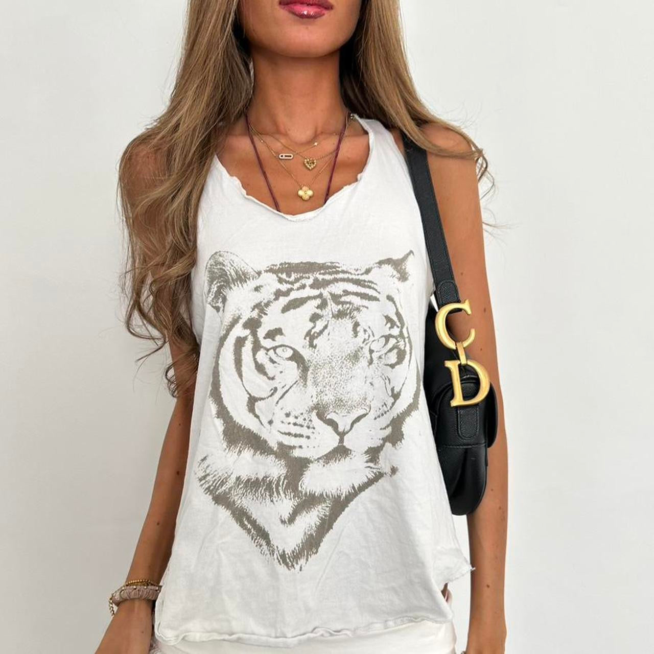 Vintage 2000’s tiger white top
