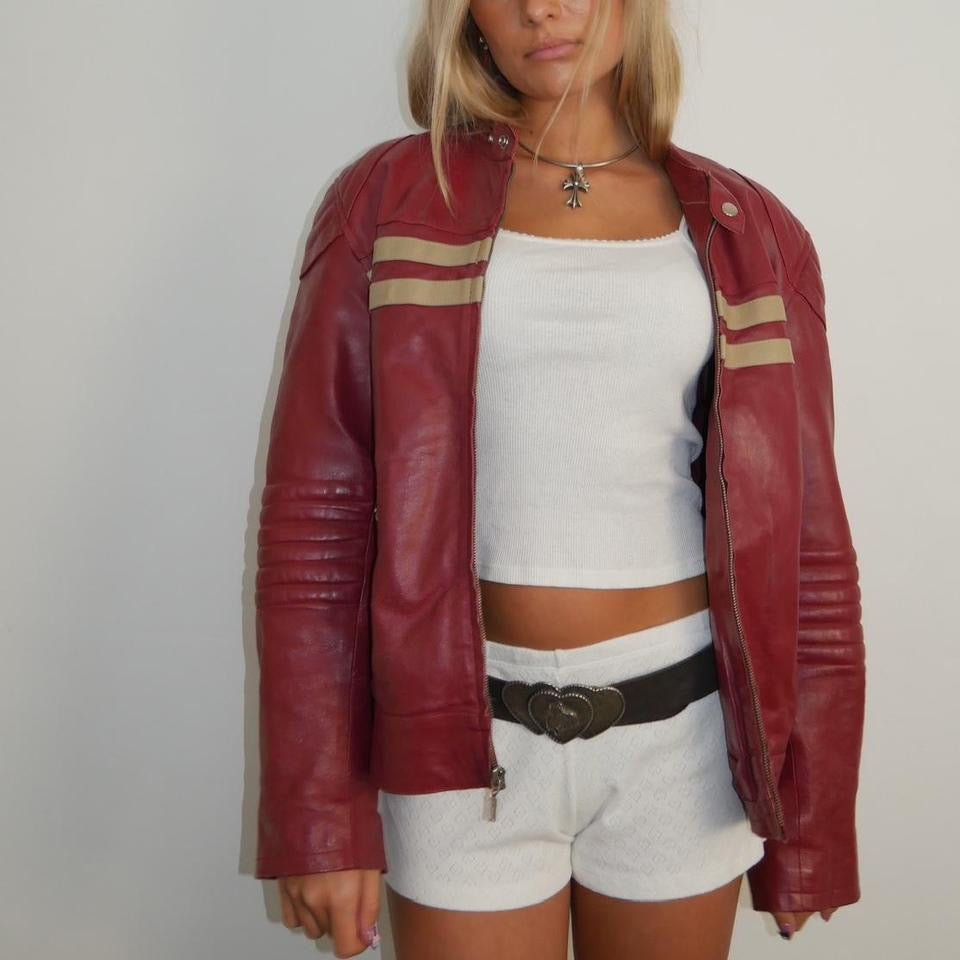 Vintage 90’s red graphic leather jacket