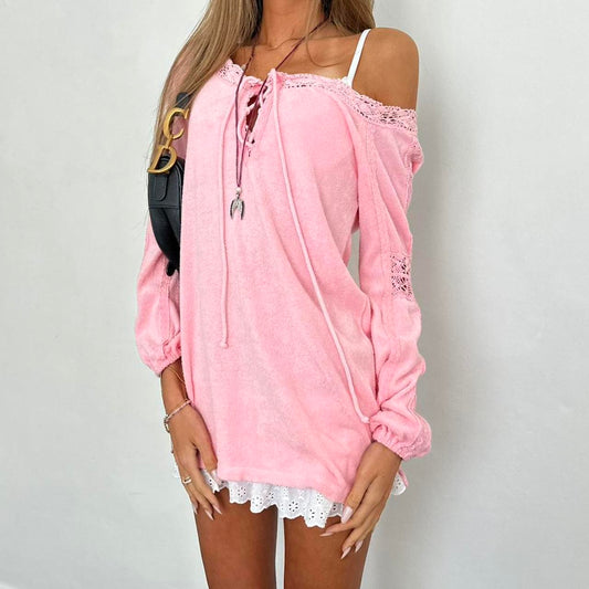 Vintage 90s Juicy Couture pink crochet top