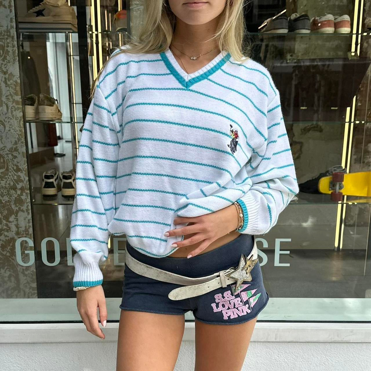 Vintage 90’s golf preppy knit striped sweater top