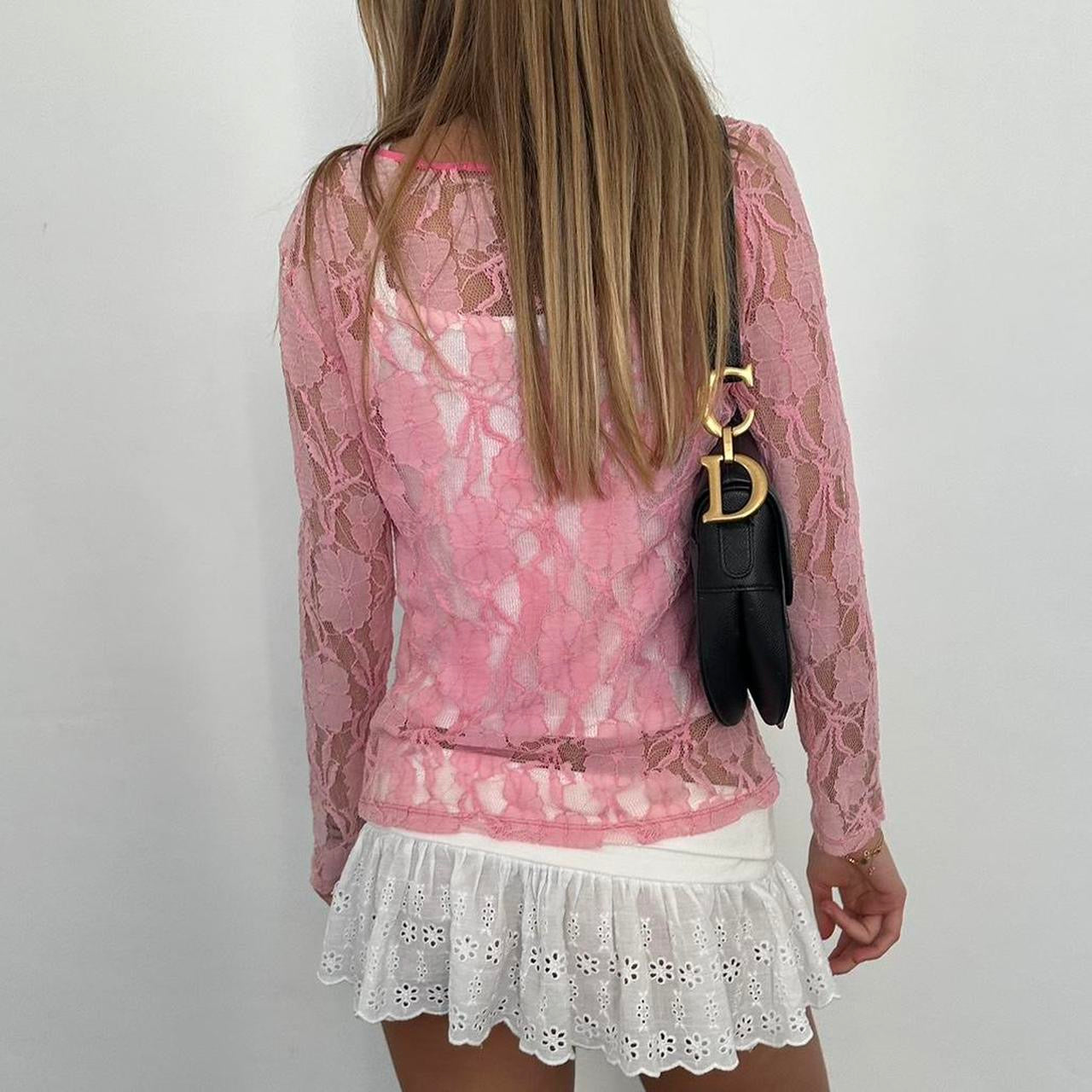 Vintage 90’s pink lace layering long sleeve top