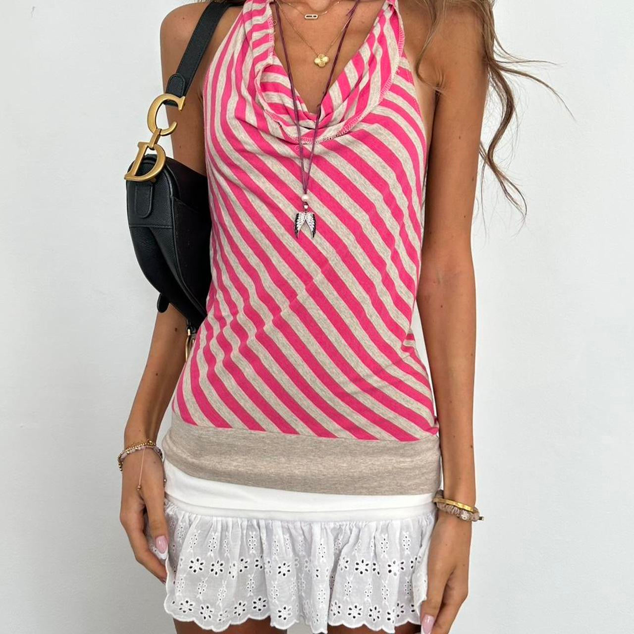 Vintage 00s halter striped top