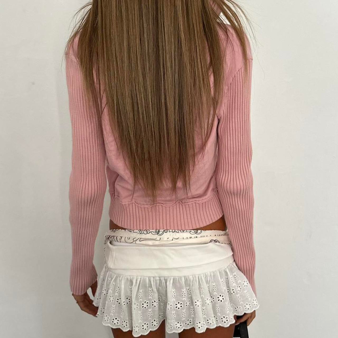 Vintage 2000s pink London script zip up sweater top