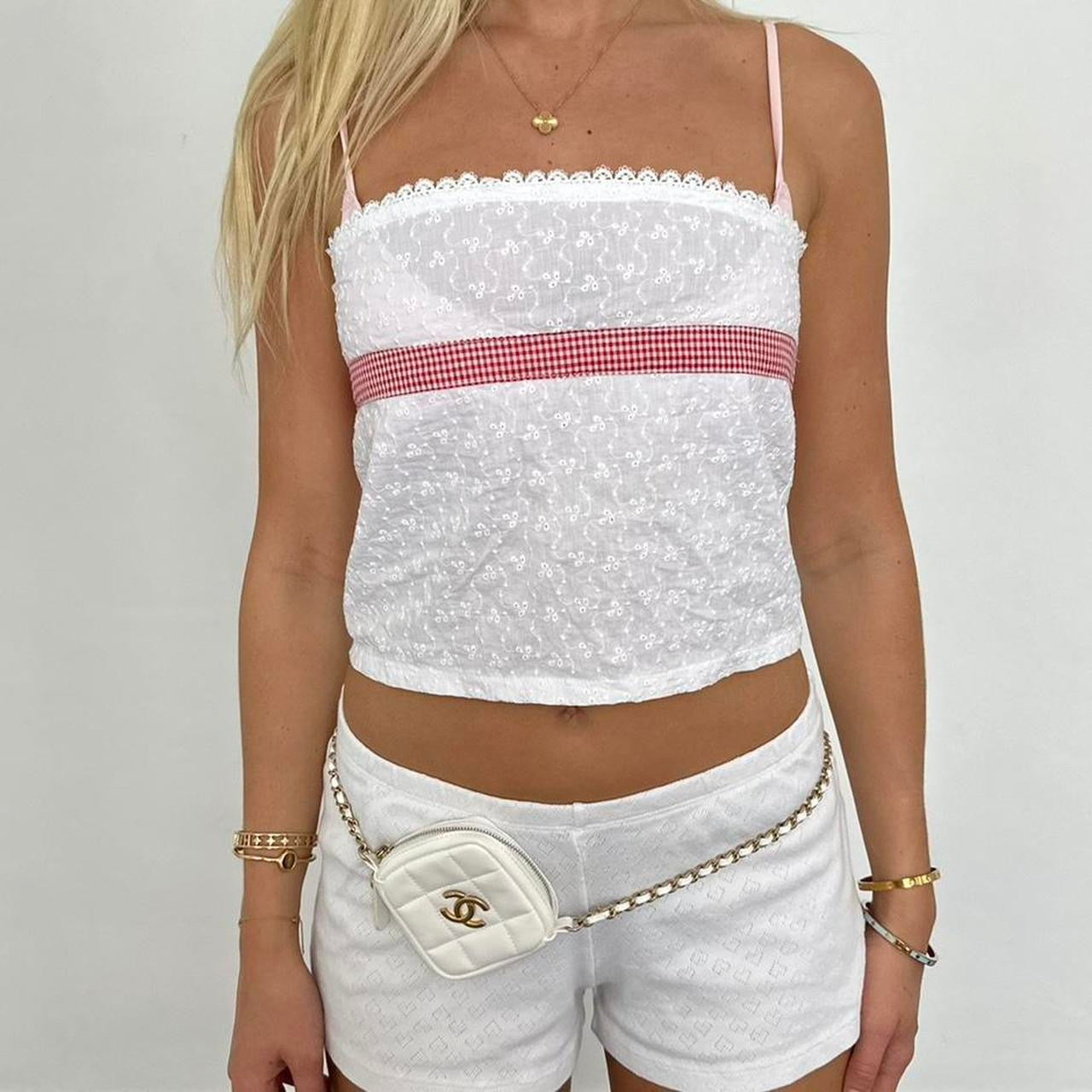Vintage broderie white strapless top