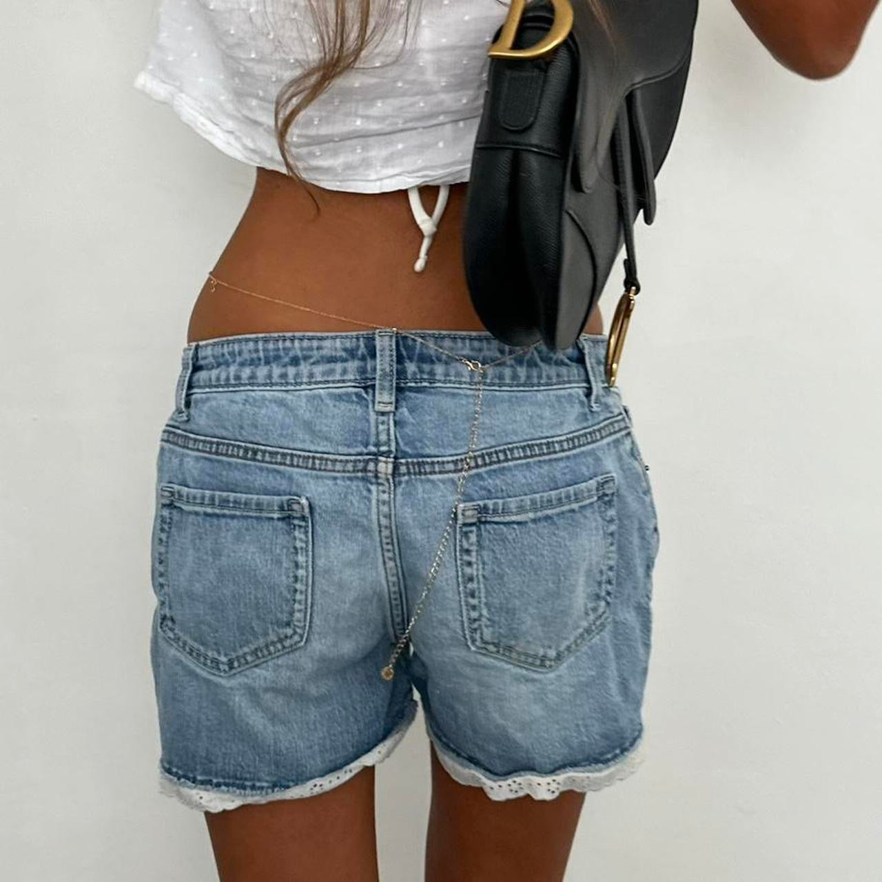 Vintage 00s eyelet trim denim shorts