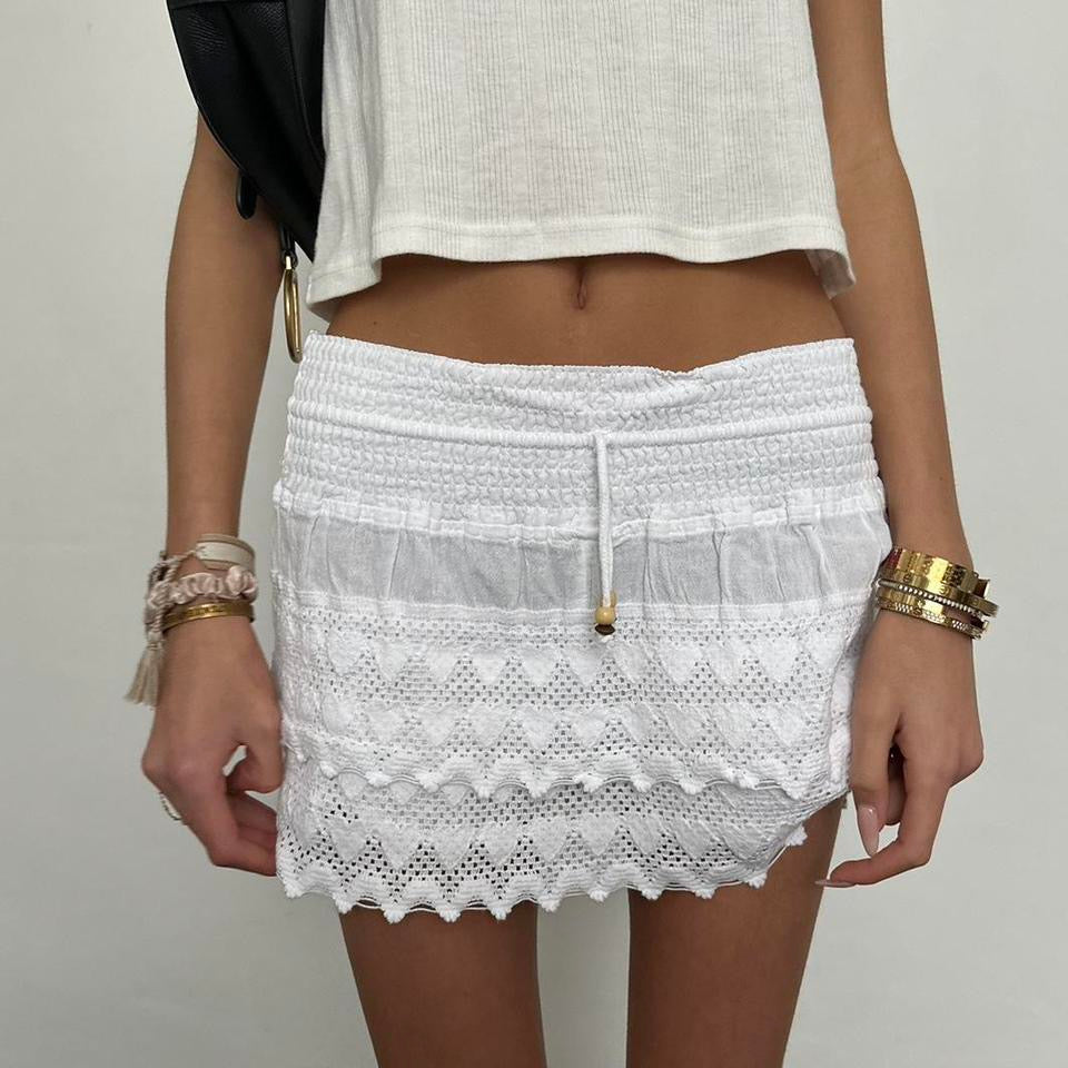 Vintage white heart mini skirt