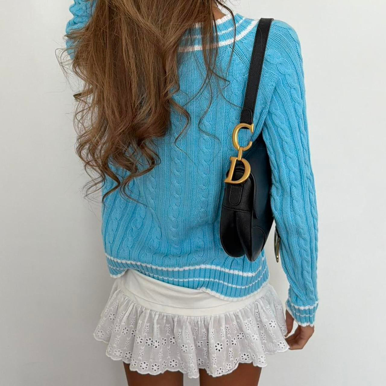 Vintage 00’s blue cable knit preppy sweater