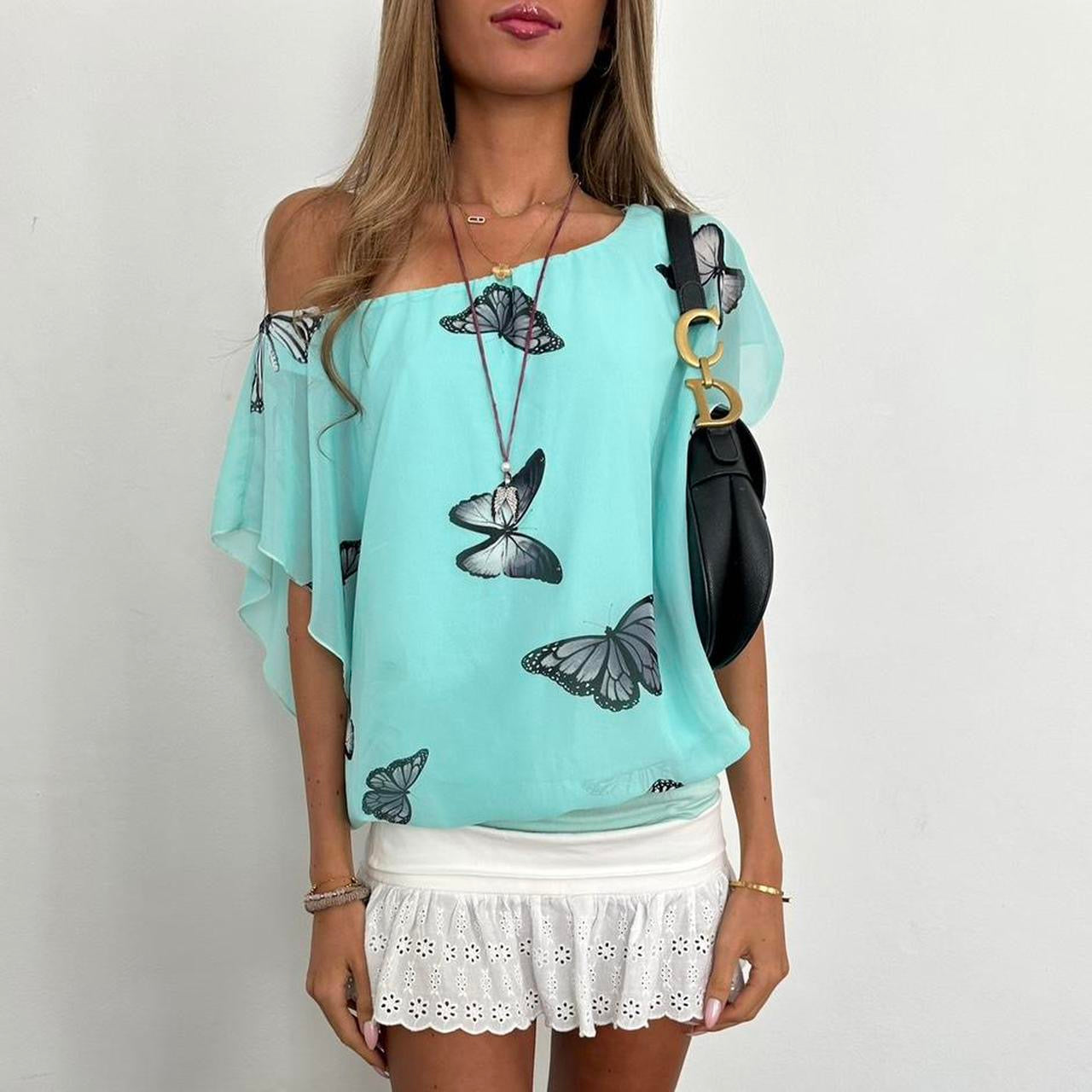 Vintage 2000s butterfly off the shoulder top