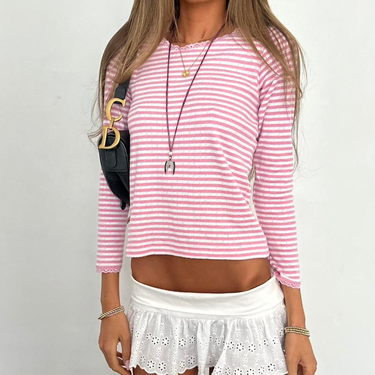 Vintage 2000’s pink long sleeve striped top