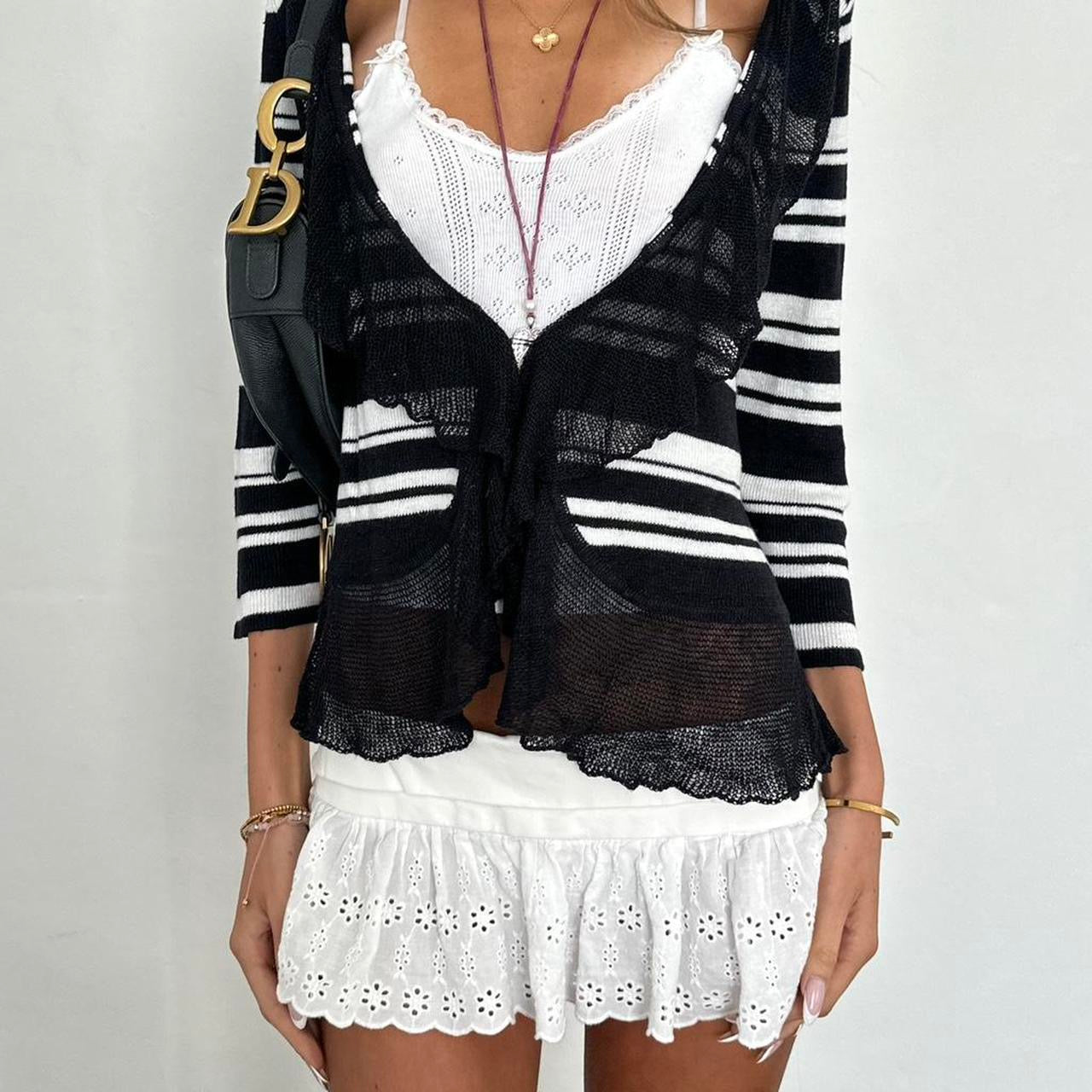 Vintage 00s black striped layering top
