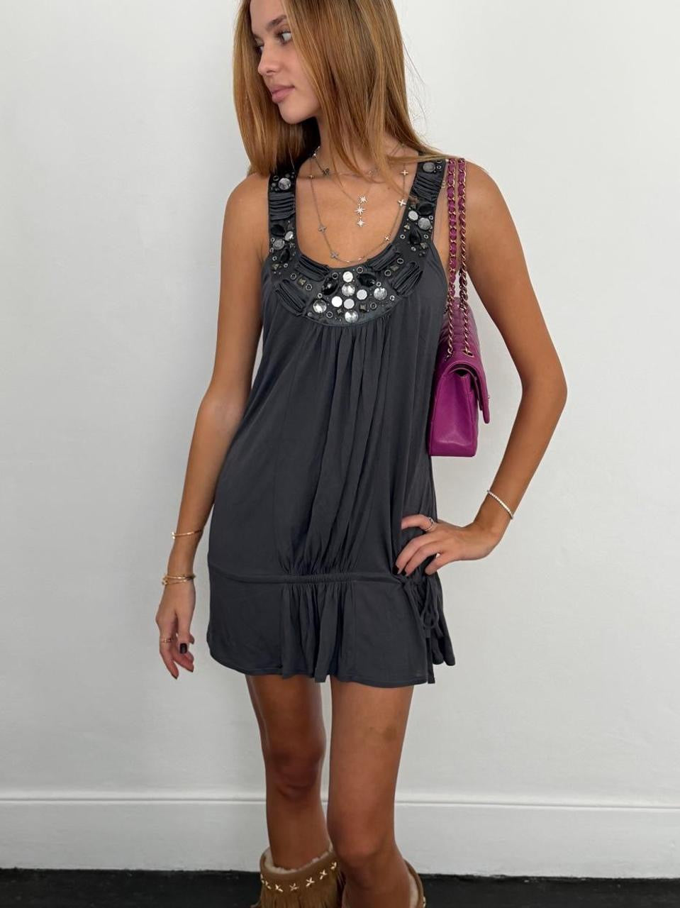 Vintage 00’s grey jewel mini dress