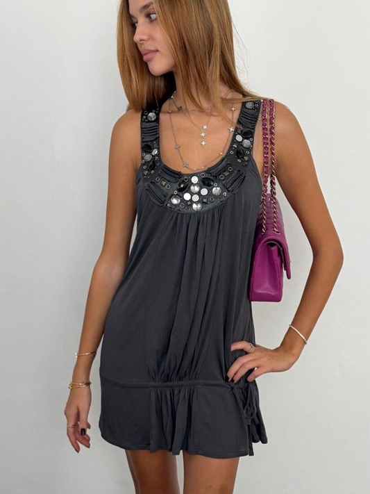 Vintage 00’s grey jewel mini dress
