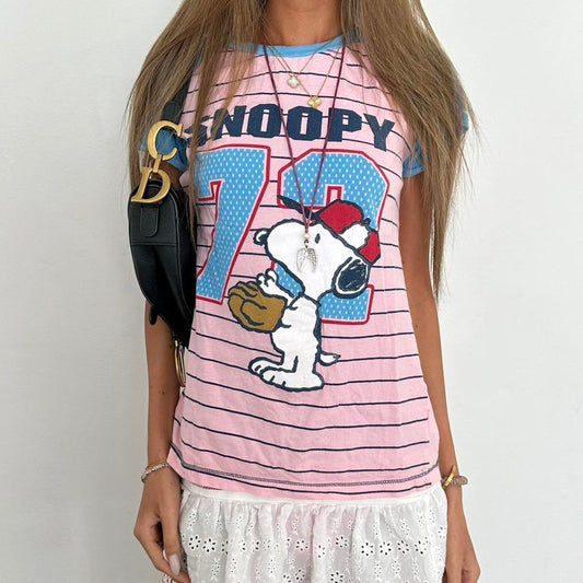 Vintage 00s snoopy baby striped baby tee