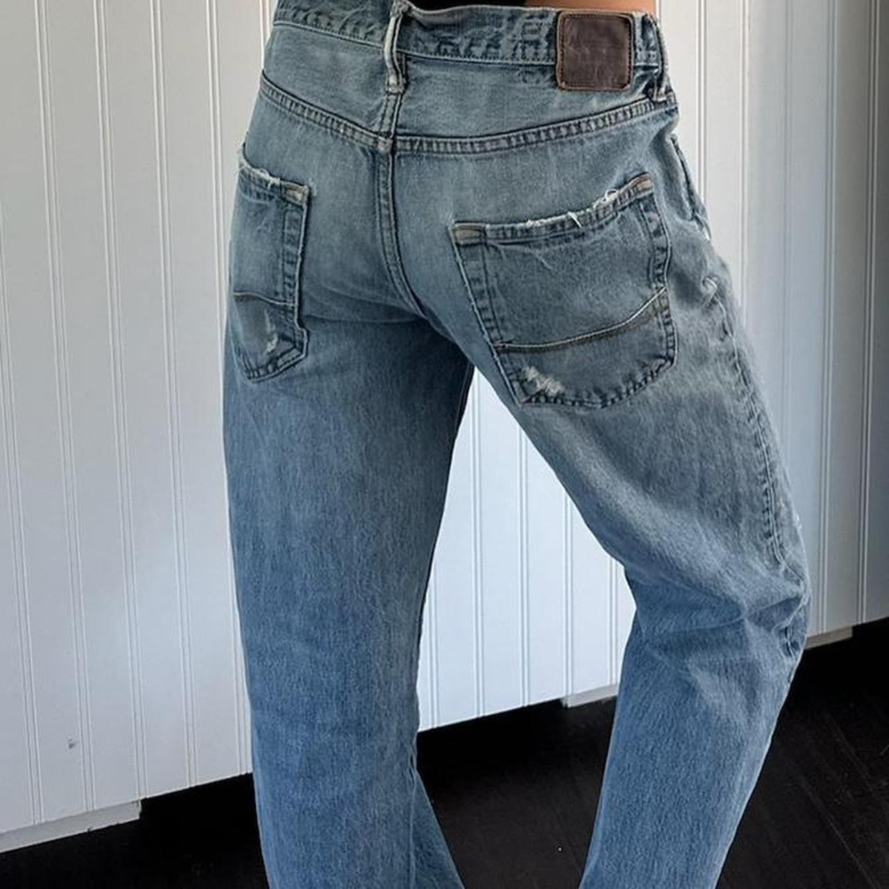 Vintage 2000’s original Abercrombie and Fitch distressed blue jeans