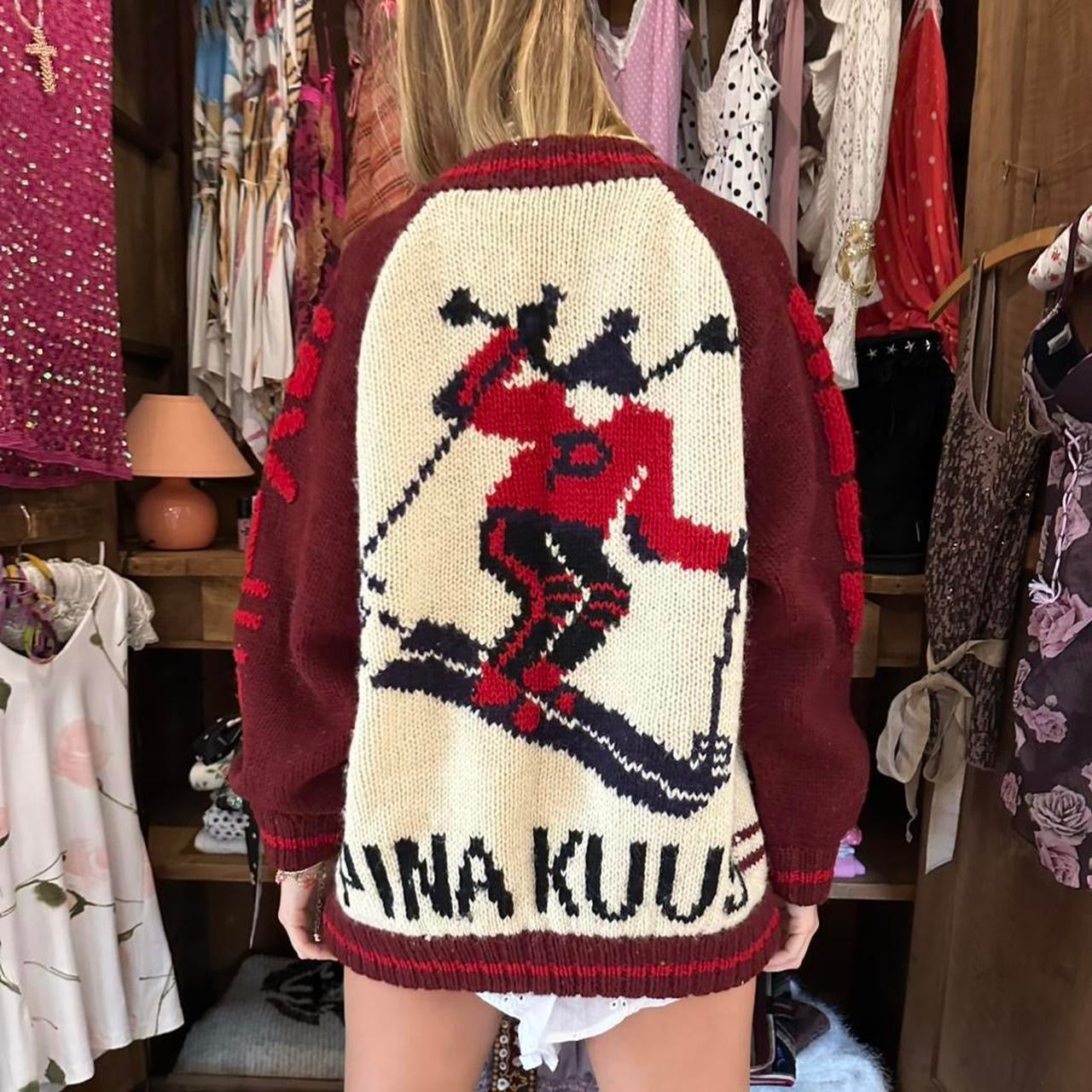 Vintage 90’s knitted ski rare winter cardigan jacket