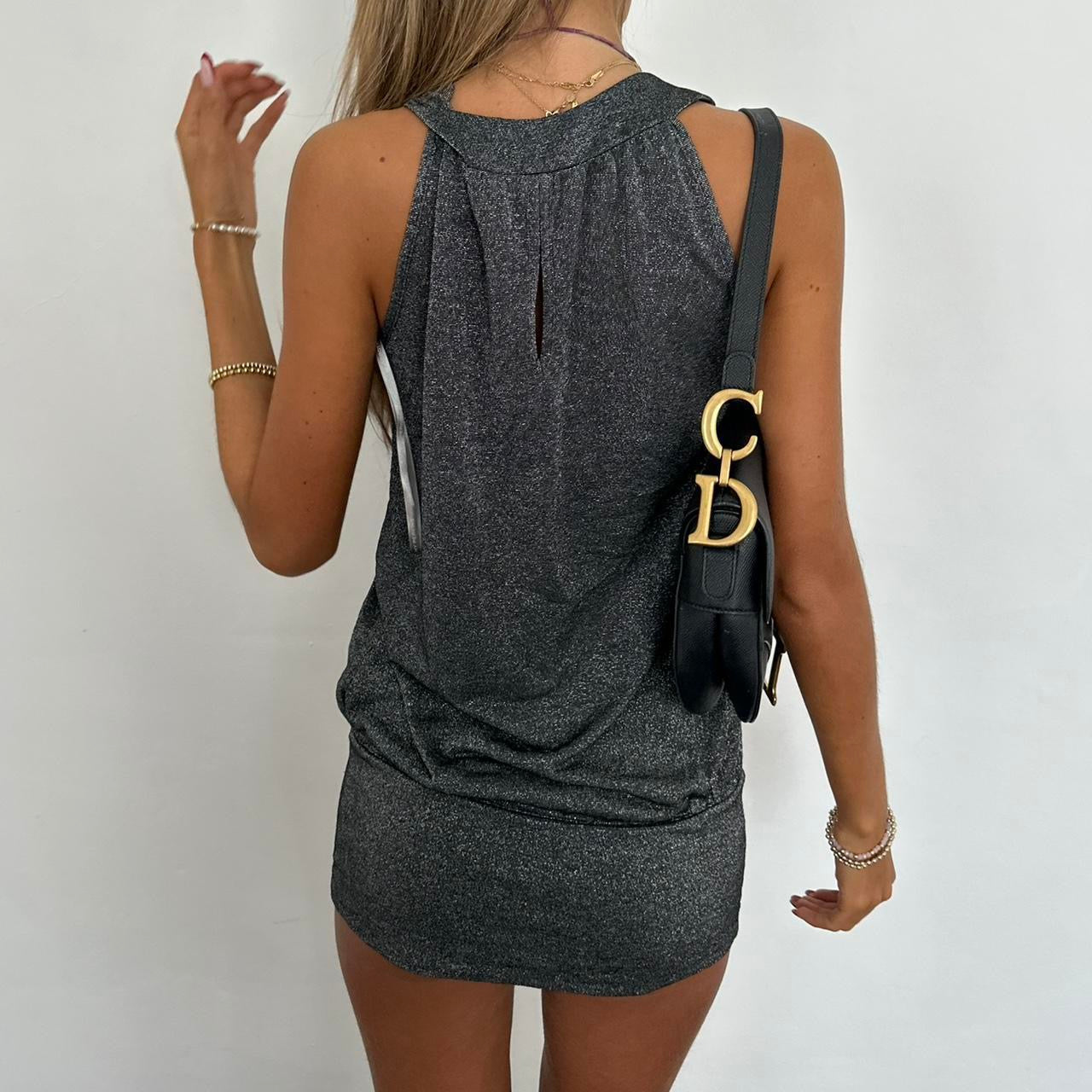 Vintage 2000’s silver sequin grey tank mini dress