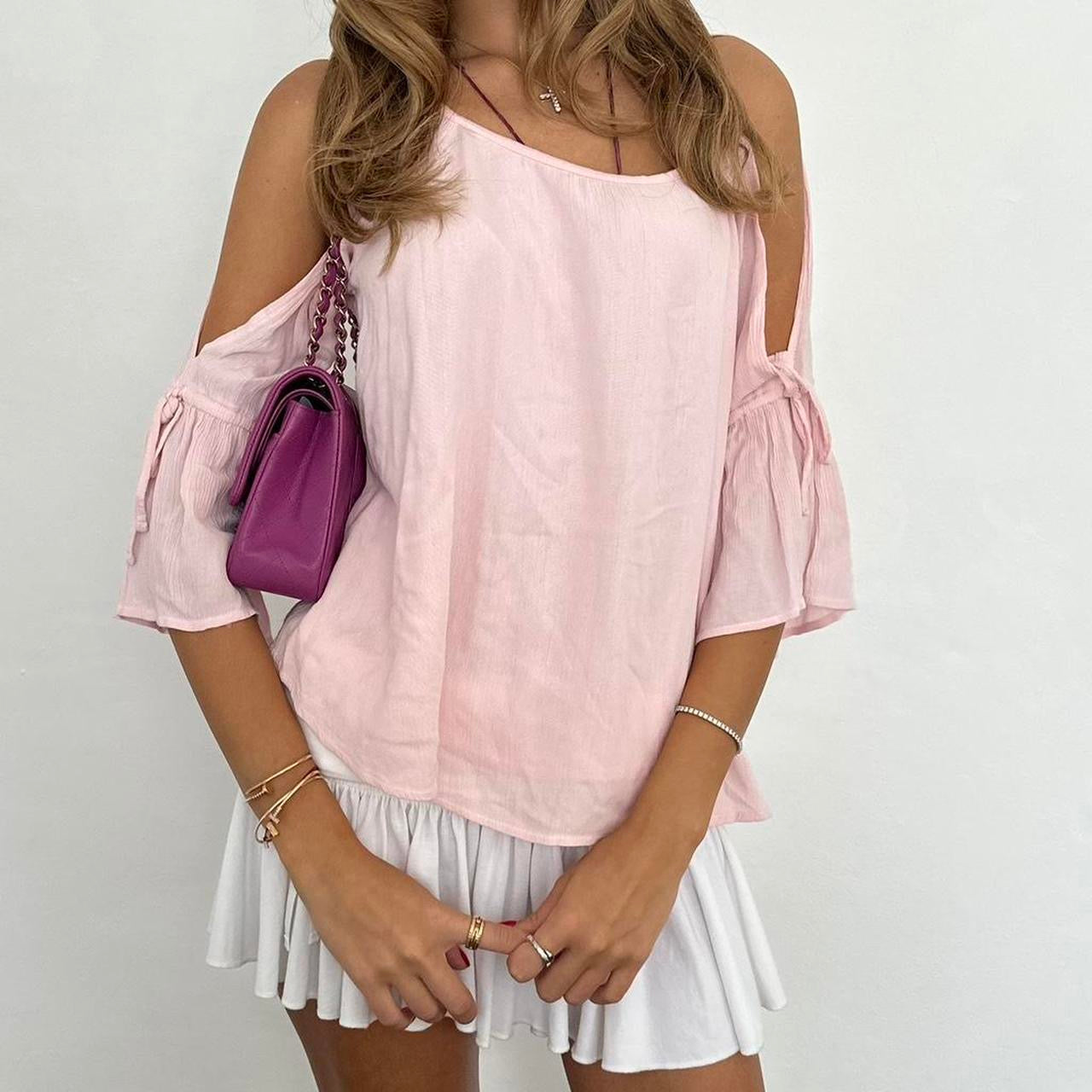 Vintage 00s pink cut out sleeve top