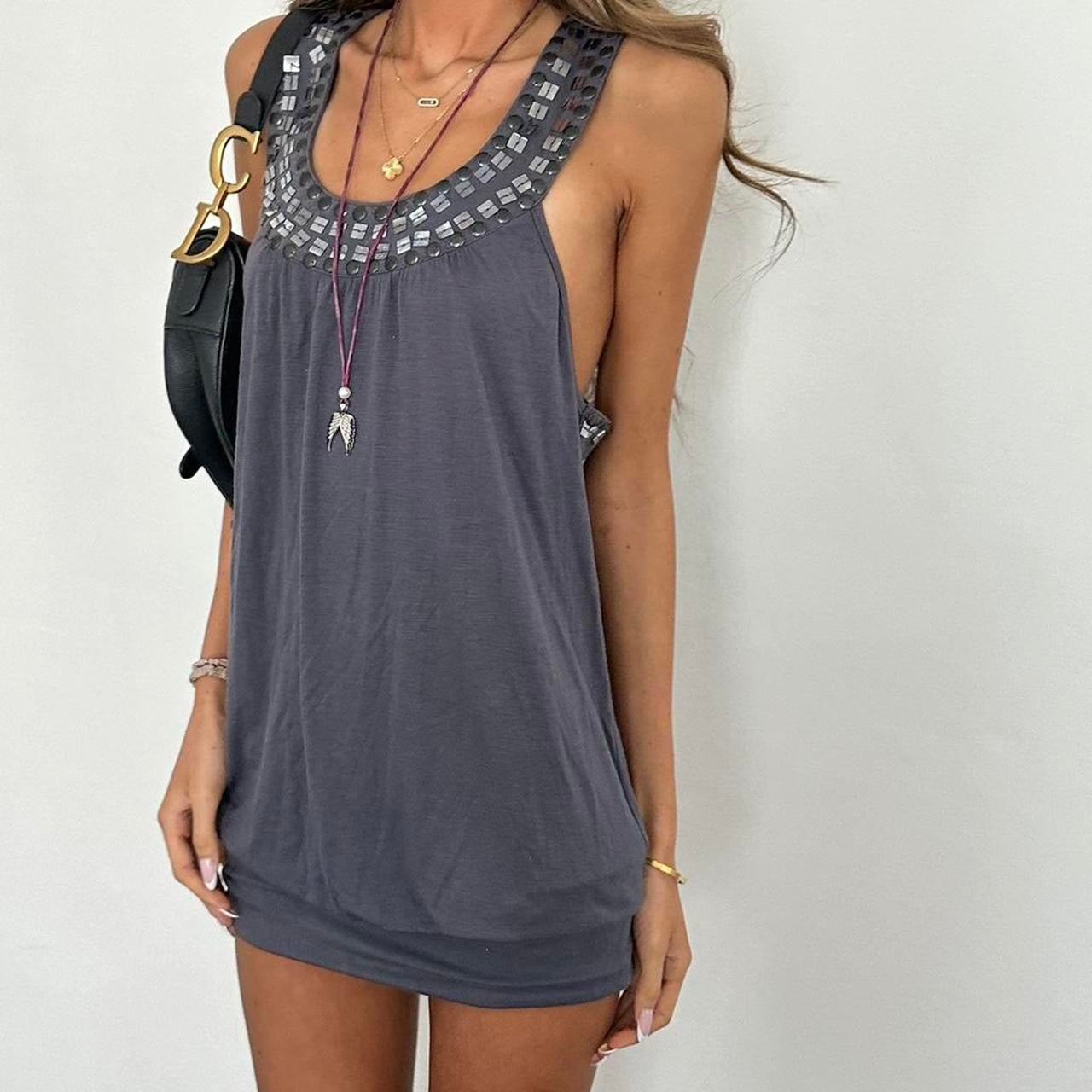 Vintage 00s grey studded dress
