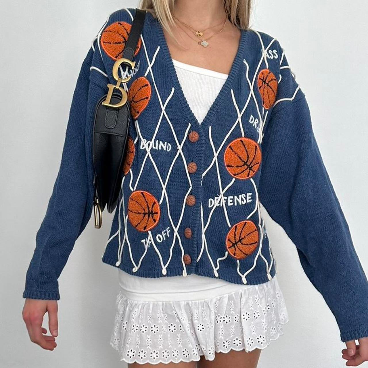 Vintage 90’s navy basketball cardigan