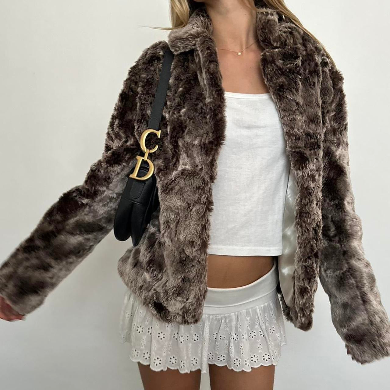 Vintage 2000’s brown faux fur jacket