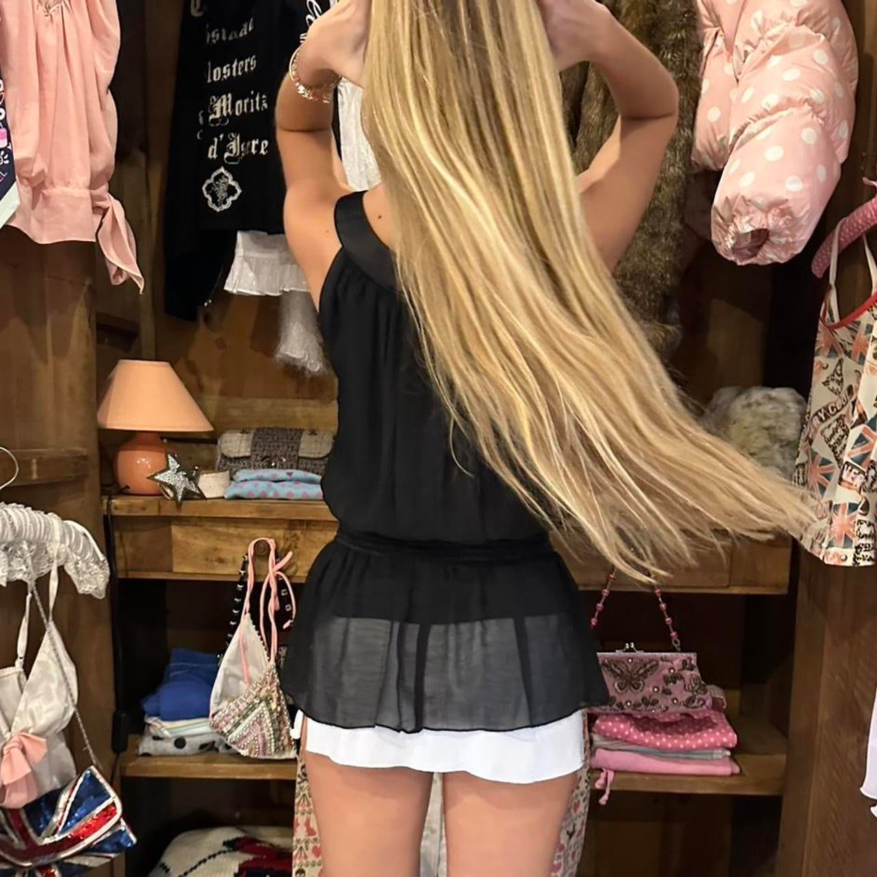 Vintage 90’s black sequin flowy top