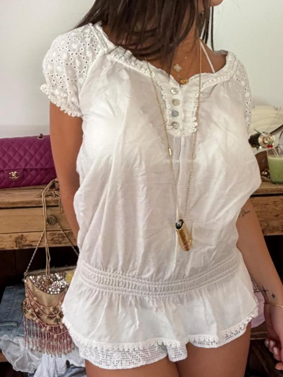 Vintage 00s white boho top