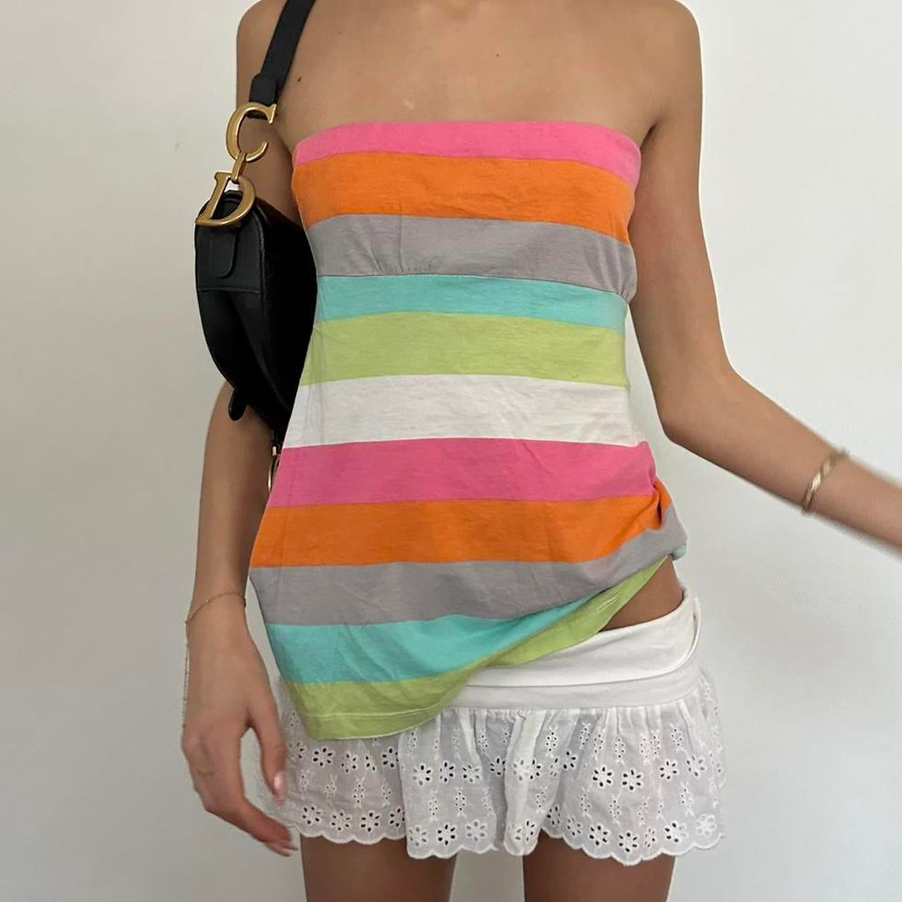 Vintage 90’s colourful island strapless top