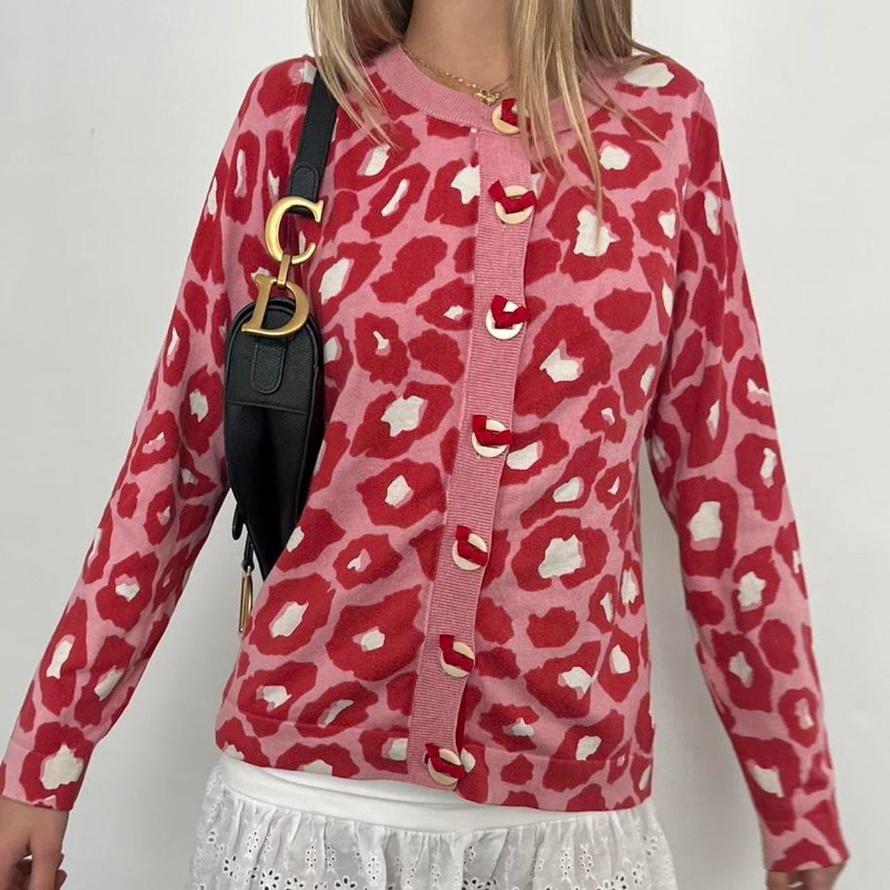 Vintage pink leopard cardigan