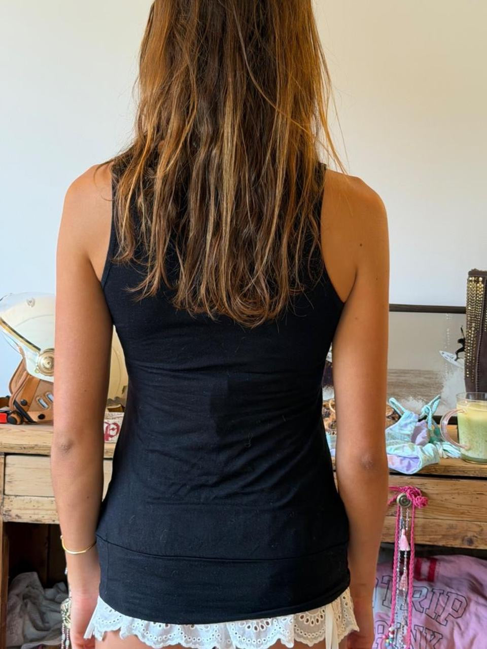 Vintage 00’s black sequin structured cami top