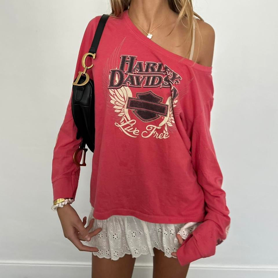 Vintage 90’s Harley Davidson off the shoulder tee