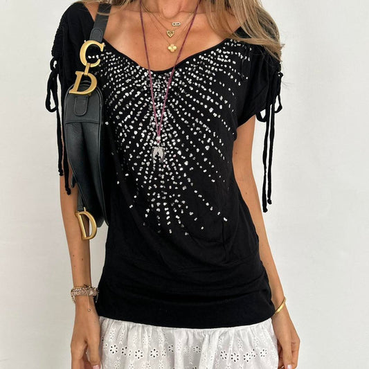 Vintage 90’s sequin wide neckline top