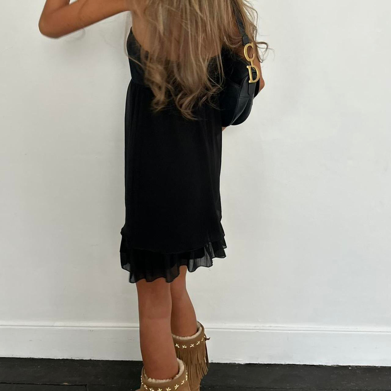 Vintage 90’s soft strapless black mini dress