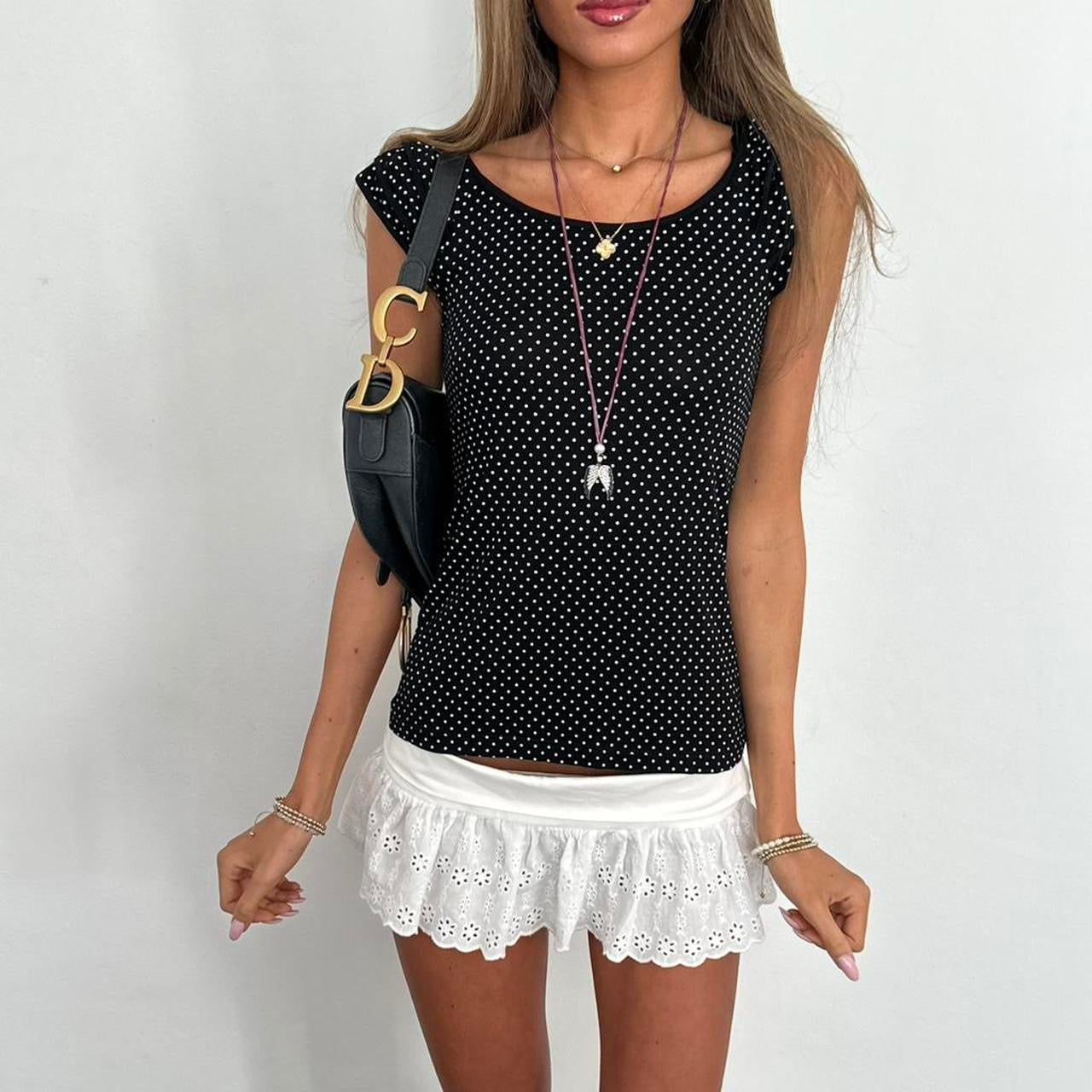 Vintage 2000’s black polka dot top