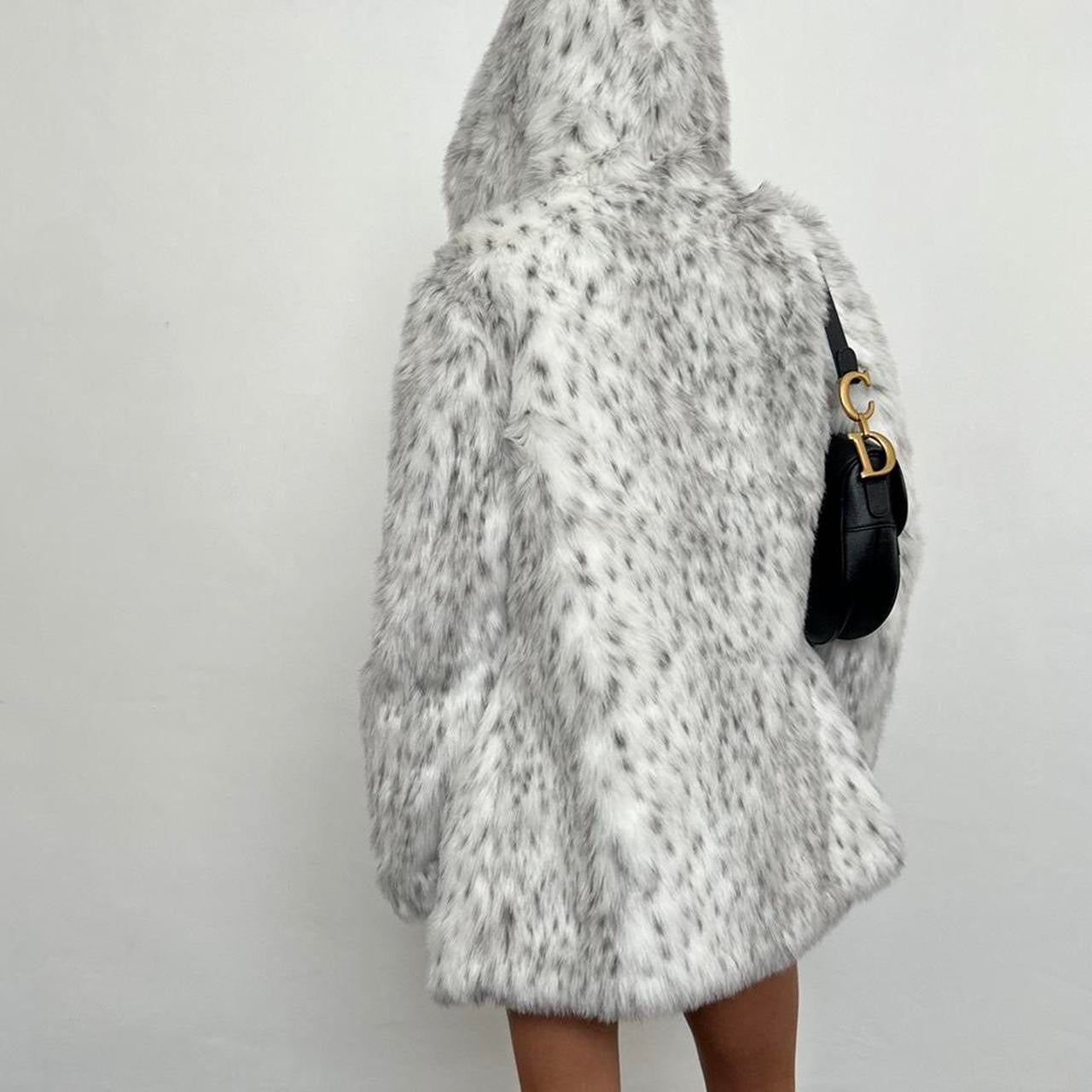 Vintage snow leopard faux fur jacket