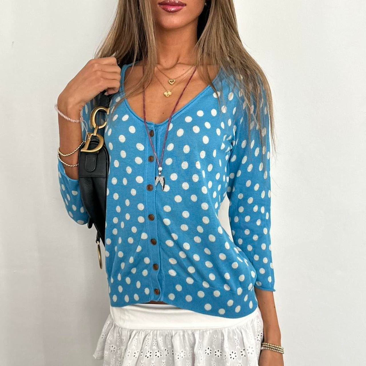 Vintage blue polka dot cardigan
