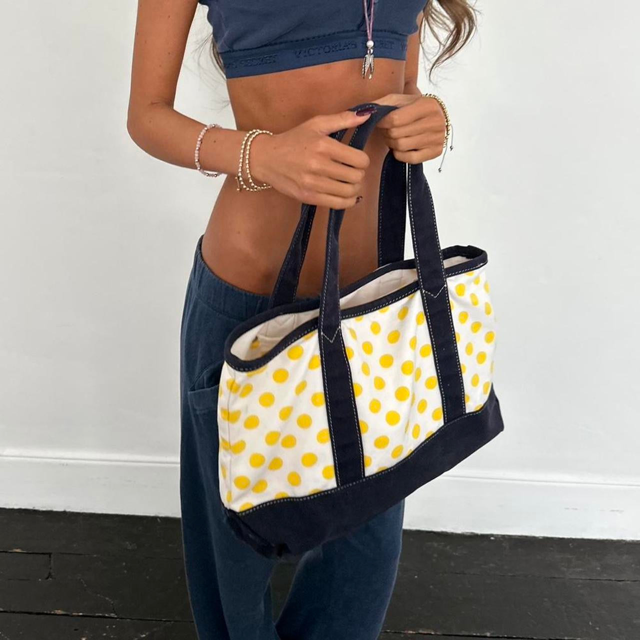 Vintage 2000’s J Crew polka dot yellow tote bag