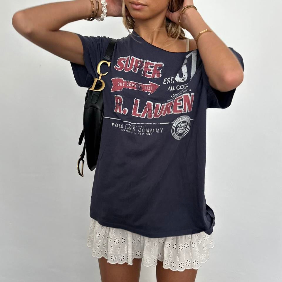 Vintage Ralph Lauren navy graphic preppy tee