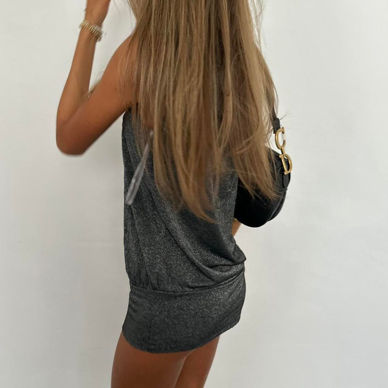Vintage 2000’s silver sequin grey tank mini dress