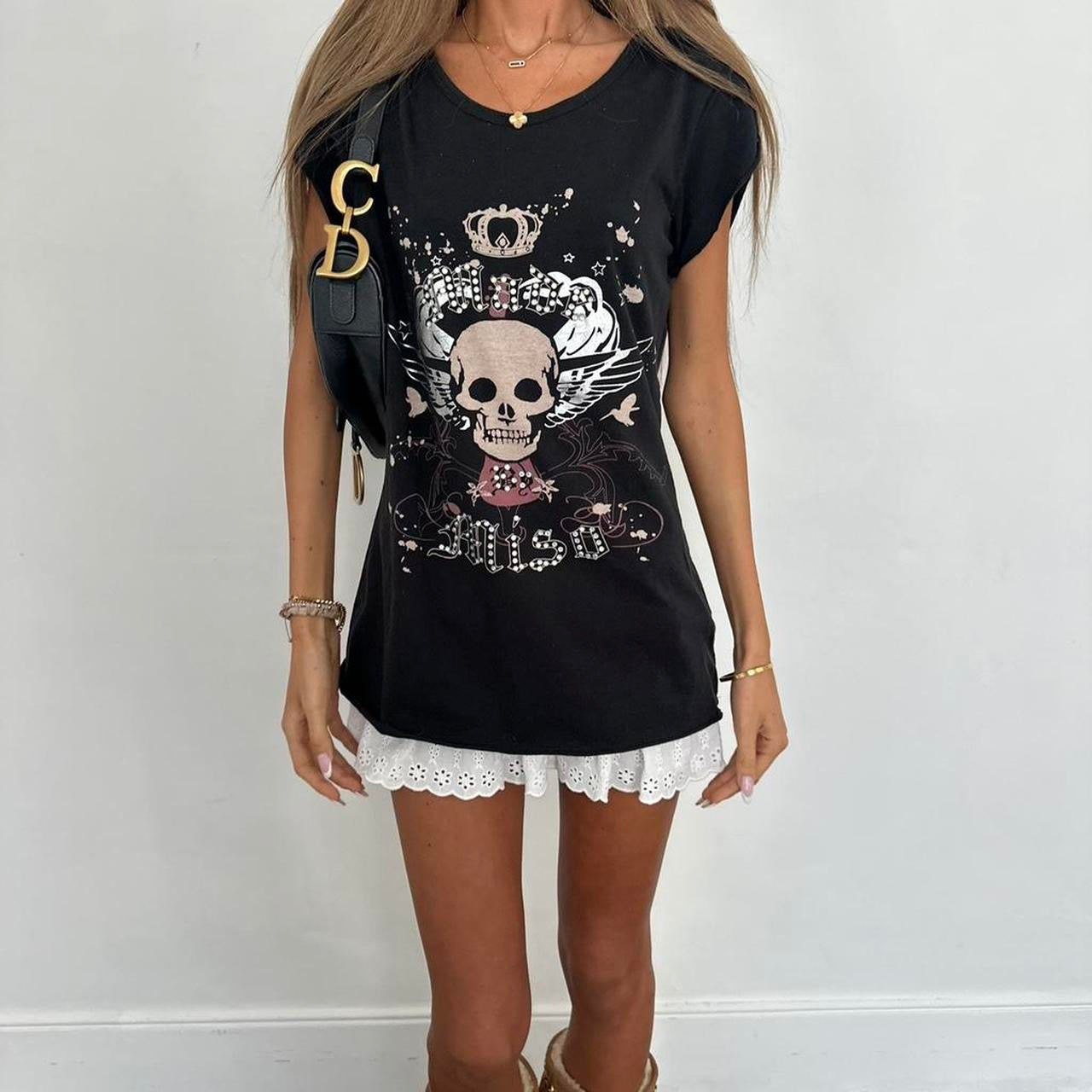 Vintage 2000s black skull top