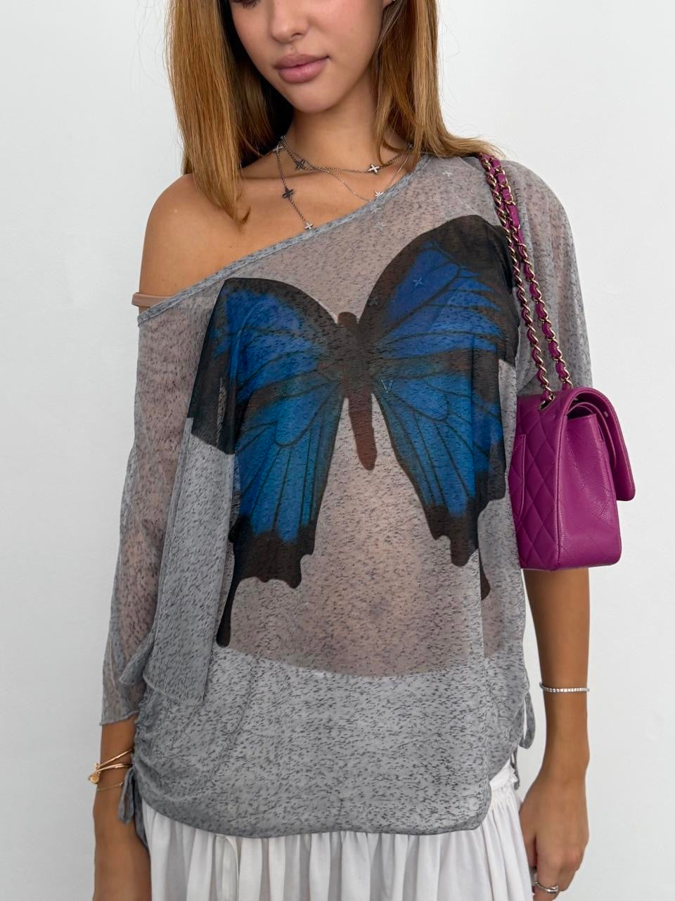 Vintage 00’s butterfly sheer top