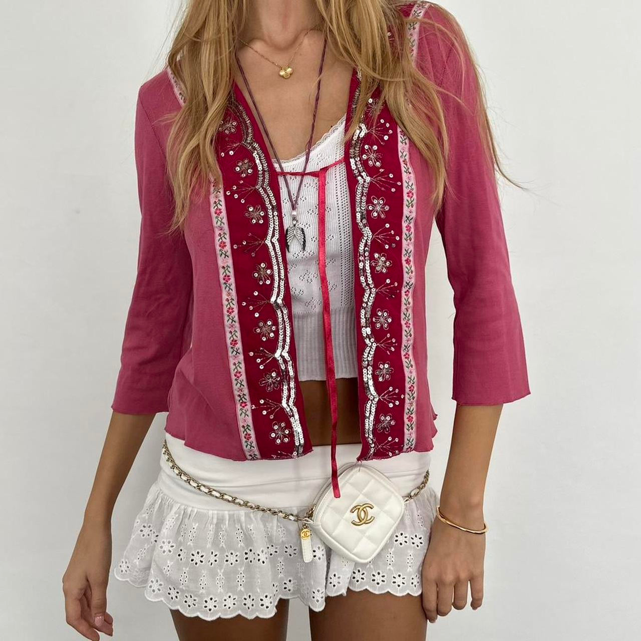 Vintage 90’s floral pink & red dreamy cardigan